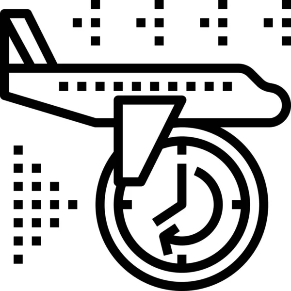 Icono Mosca Retraso Del Avión Estilo Esquema — Vector de stock