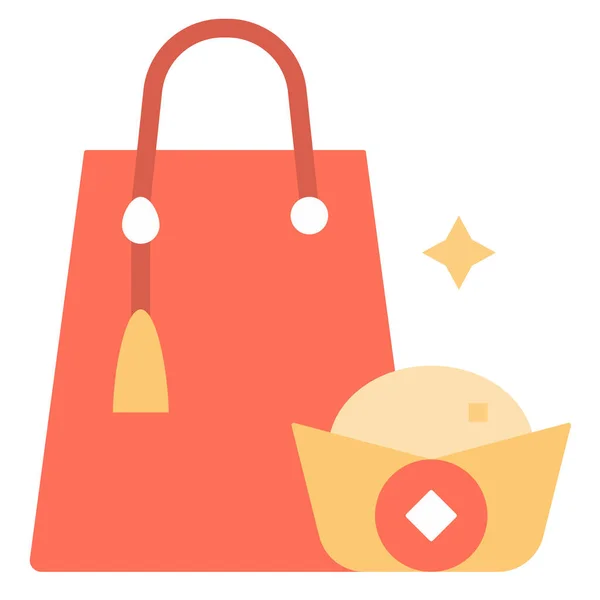 Bag Card Gift Icon Chinese New Year Category — 스톡 벡터