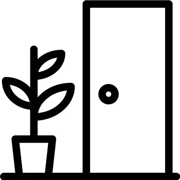 Значок Дверного Будинку Рослини Стилі Контур — стоковий вектор