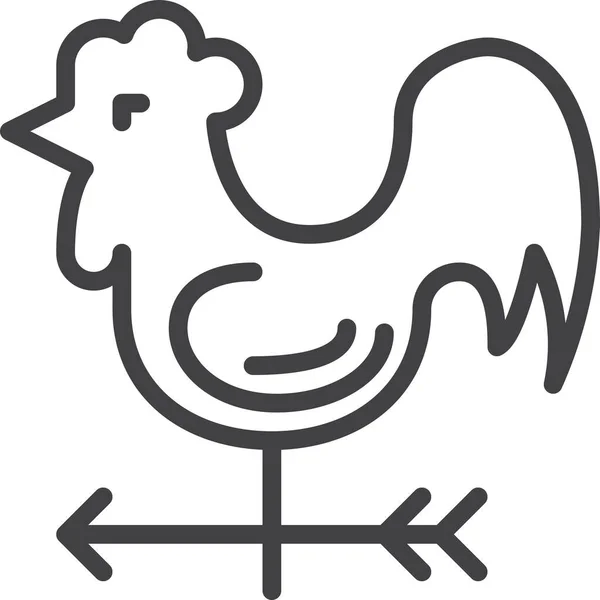 预言性公鸡叶片图标的轮廓风格 — 图库矢量图片