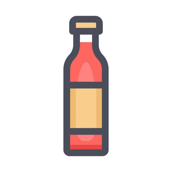 Ikon Warna Botol Minuman Dalam Gaya Pinggiran Yang Diisi - Stok Vektor