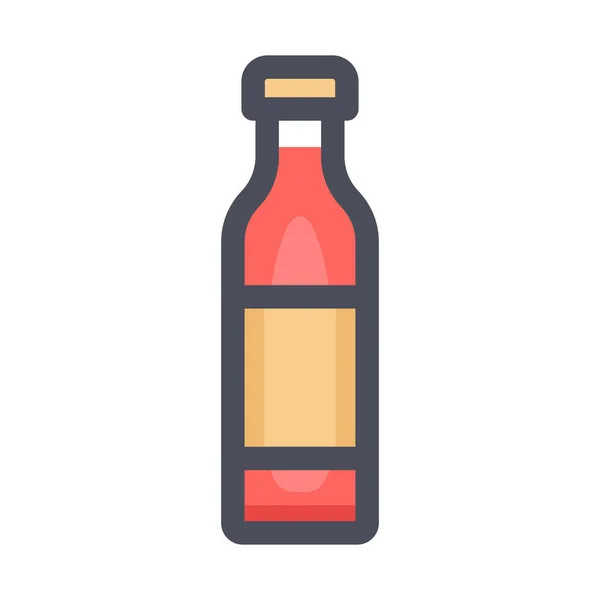 Icono Color Botella Bebida Estilo Contorno Lleno — Vector de stock