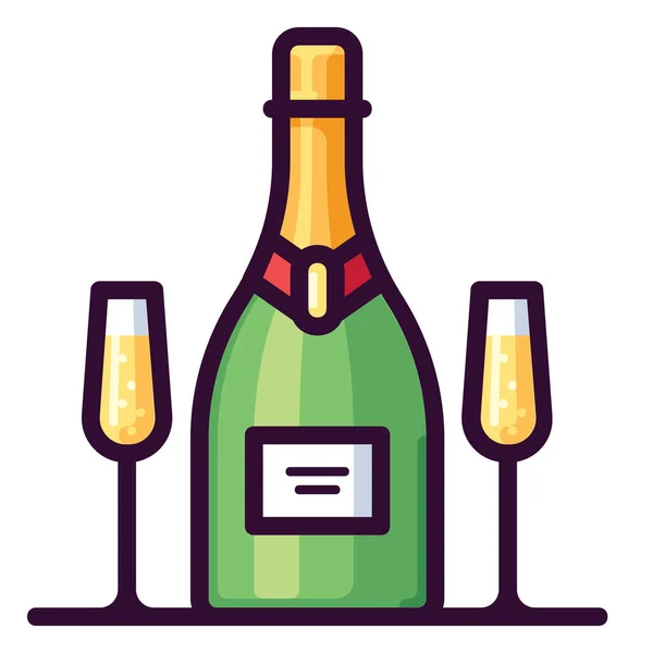 Icono Botella Bebida Alcohólica Estilo Contorno Lleno — Vector de stock