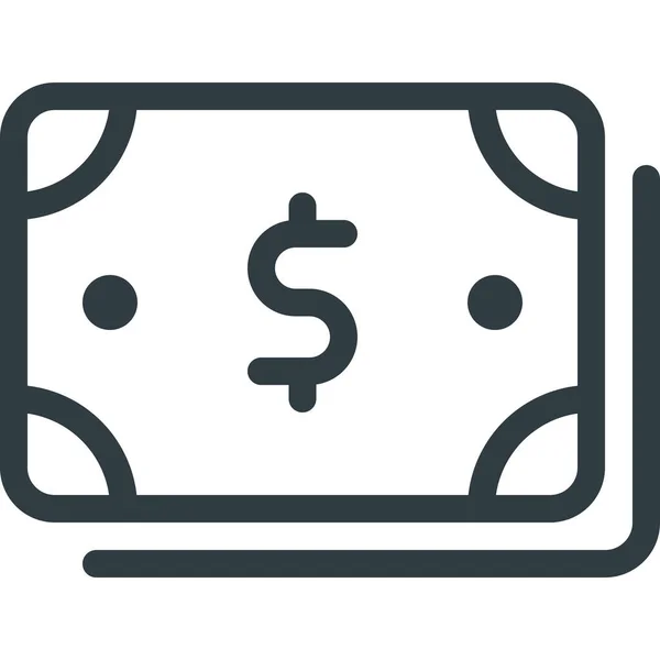 Valuta Dollar Pengar Ikon Översikt Stil — Stock vektor