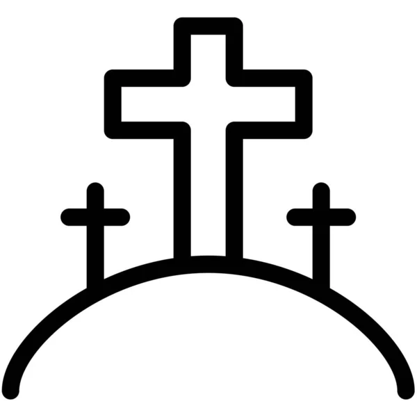 Icono Cruz Muerta Cementary Estilo Esquema — Vector de stock