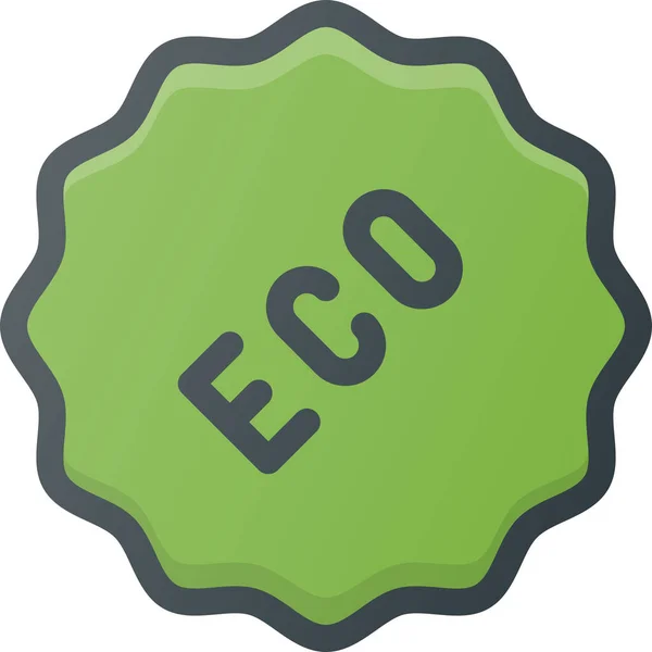 Bio Eco Adesivo Icona Stile Contorno Riempito — Vettoriale Stock