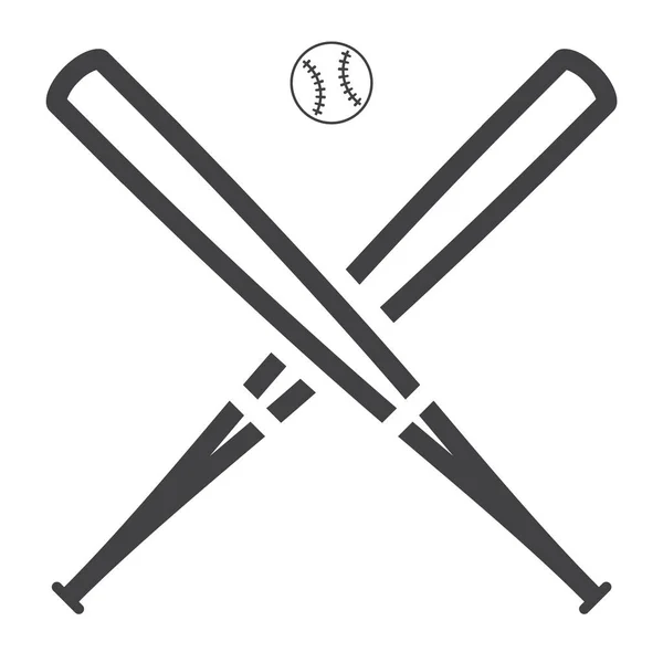 Bola Béisbol Bat Icono Estilo Esquema — Vector de stock