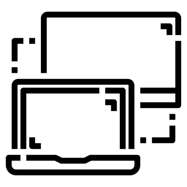 Icono Pantalla Monitor Computadora Estilo Esquema — Vector de stock