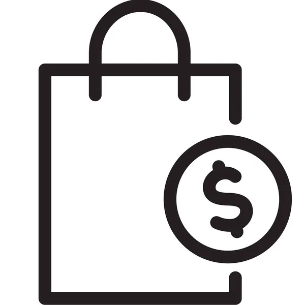 Tas Kopen Dollarpictogram Outline Stijl — Stockvector