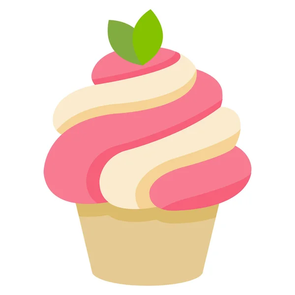 Cake Cupcake Dessert Pictogram Platte Stijl — Stockvector