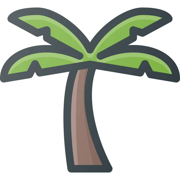 填充轮廓风格的岛屿自然棕榈图标 — 图库矢量图片