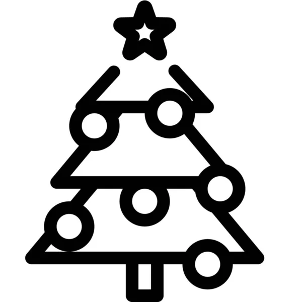 Icona Albero Natale Decorazione Stile Outline — Vettoriale Stock