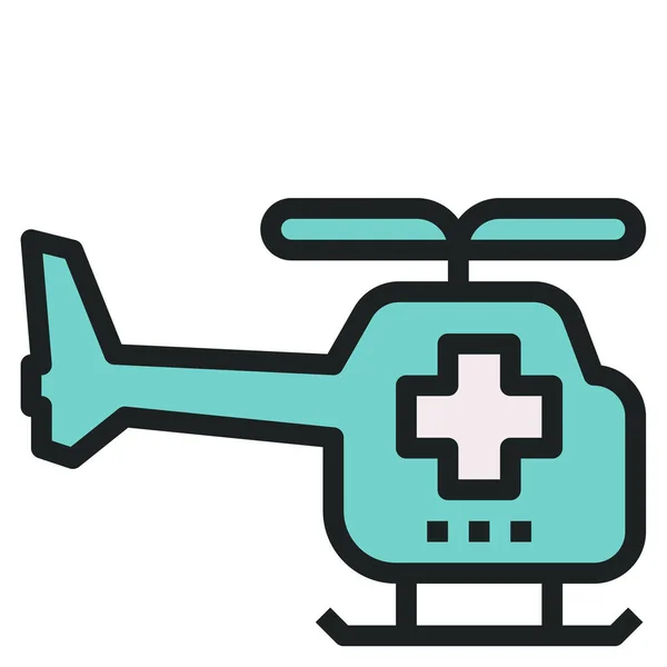 Air Emergency Helicopter Icon Filled Outline Style — Stock Vector