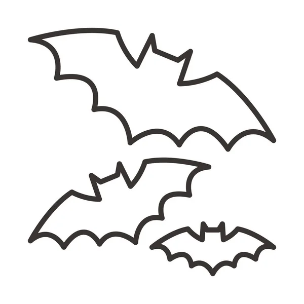Bat Zła Ikona Halloween Stylu Zarys — Wektor stockowy