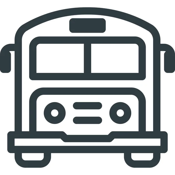 Bus Icône Transport Scolaire Dans Style Contour — Image vectorielle