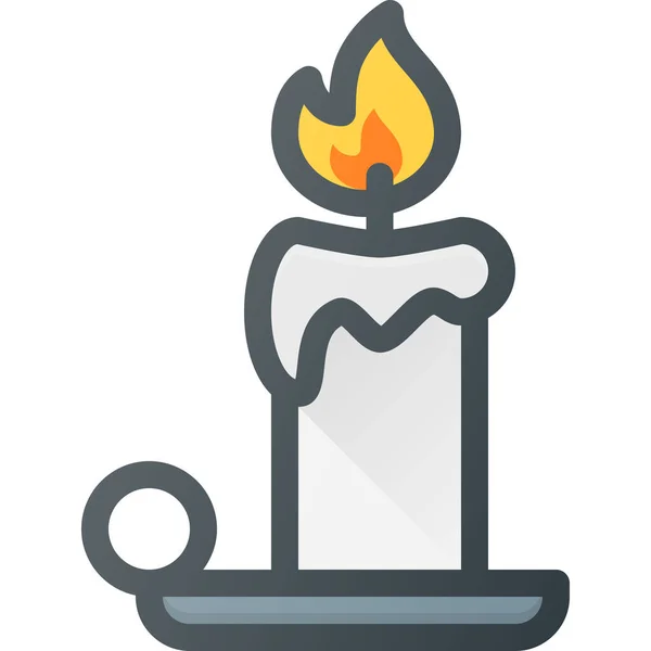 Candel Flame Light Icon Filled Outline Style — Stock Vector