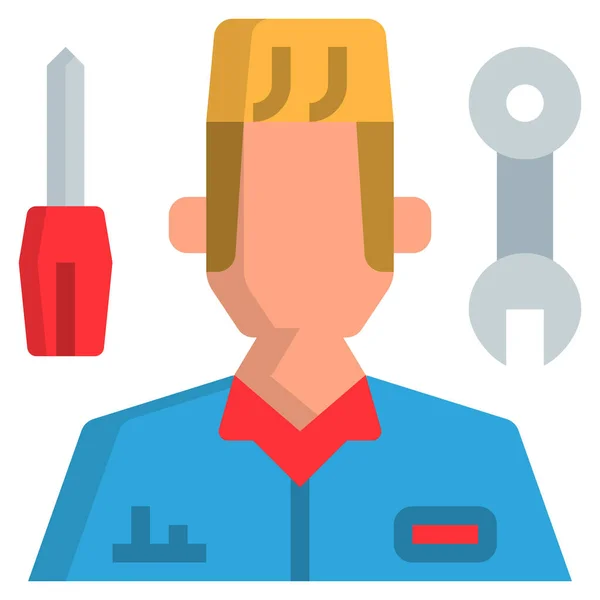 Avatar Man Mechanics Icon Flat Style — Stock Vector