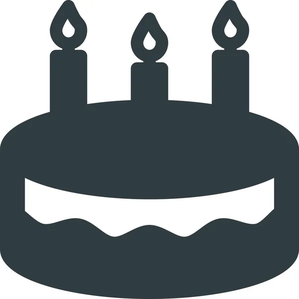 Icona Della Celebrazione Della Torta Compleanno Stile Solido — Vettoriale Stock
