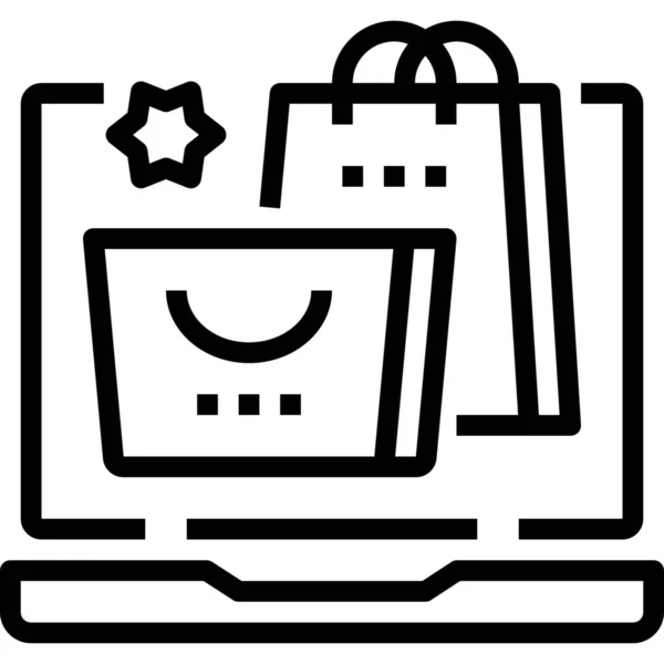 Tasche Commerce Laptop Symbol Outline Stil — Stockvektor