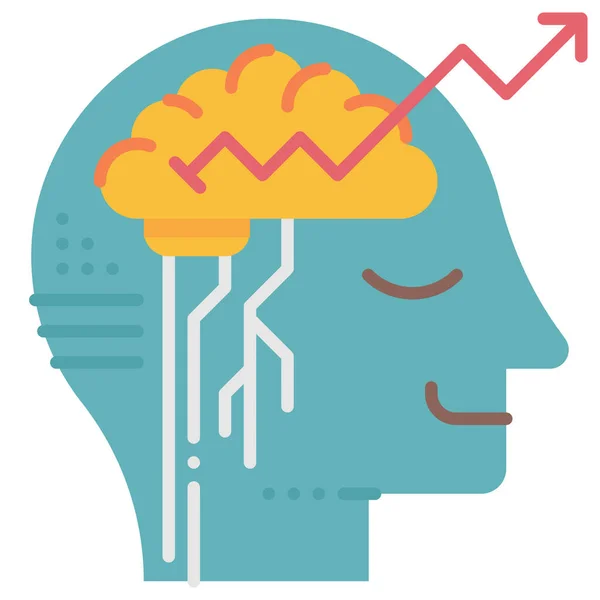 Growth Intelligence Learning Icon Flat Style — Stock Vector