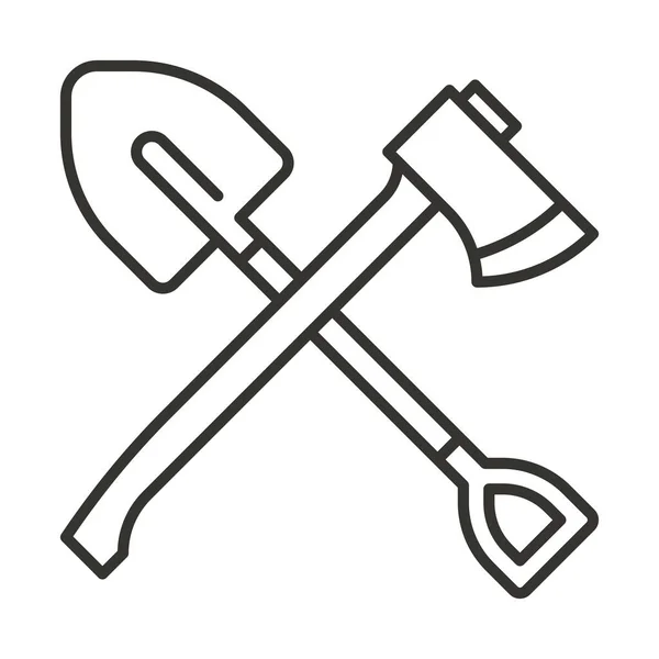 Axe Hatchet Shovel Icon Outline Style — Stock Vector