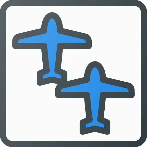 記入されたアウトラインスタイルで飛行機のアイコンを結ぶ空港 — ストックベクタ