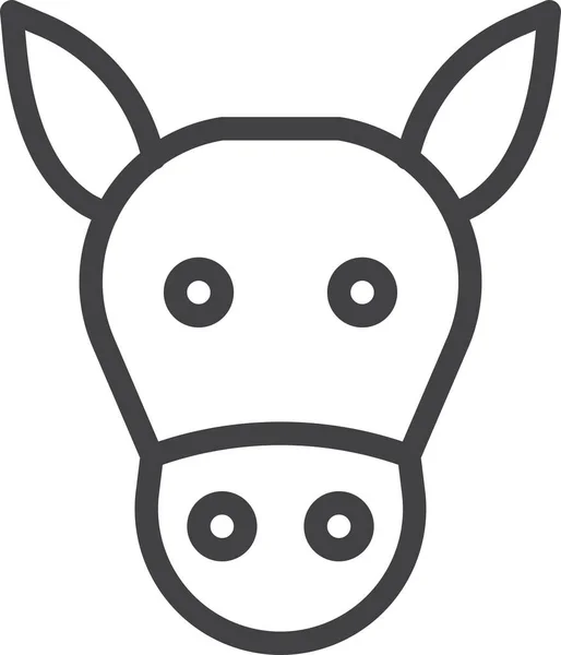 概要スタイルの動物ロバの頭のアイコン — ストックベクタ