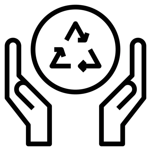 Pflege Umwelt Recycling Symbol Outline Stil — Stockvektor