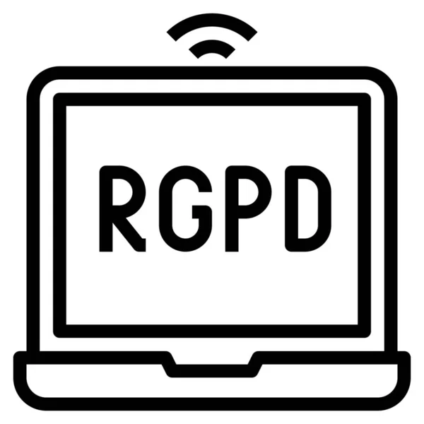 Rgpd Icon Outline Style — 스톡 벡터