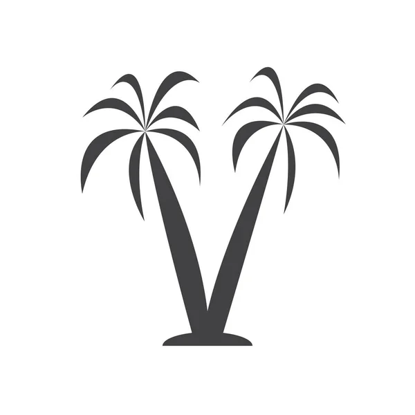 Palm Tree Vacation Icon Solid Style — Stock Vector