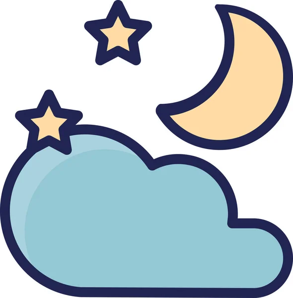 Cloud Forecast Moon Icon Filled Outline Style — Stock Vector