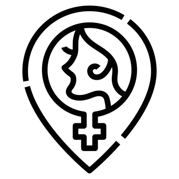 Pin Locatie Feminisme Icoon — Stockvector