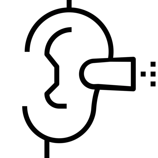 Block Ear Listen Icon Outline Style — 스톡 벡터