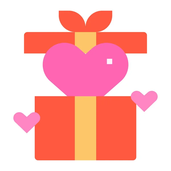 Caja Regalo Corazón Icono — Vector de stock