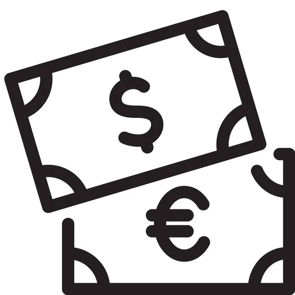 Ikona Měny Hotovosti Stylu Osnovy — Stockový vektor