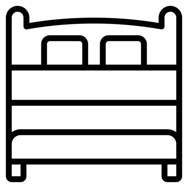 Unterkunft Bett Doppeltes Symbol Outline Stil — Stockvektor