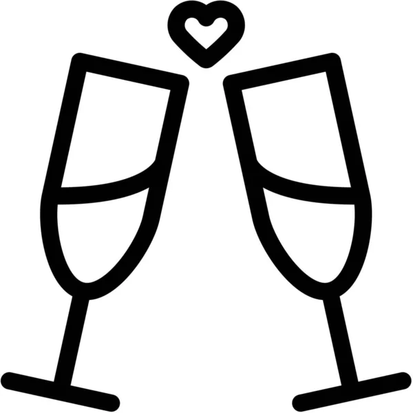 Anniversary Champagne Cheers Icon Outline Style — Stock Vector