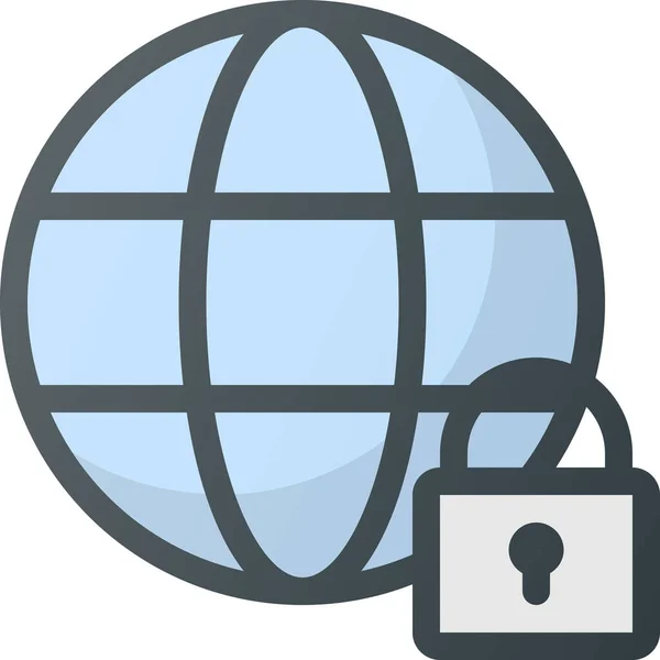 Internet Lock Network Icon Στυλ Γεμισμένο Περίγραμμα — Διανυσματικό Αρχείο