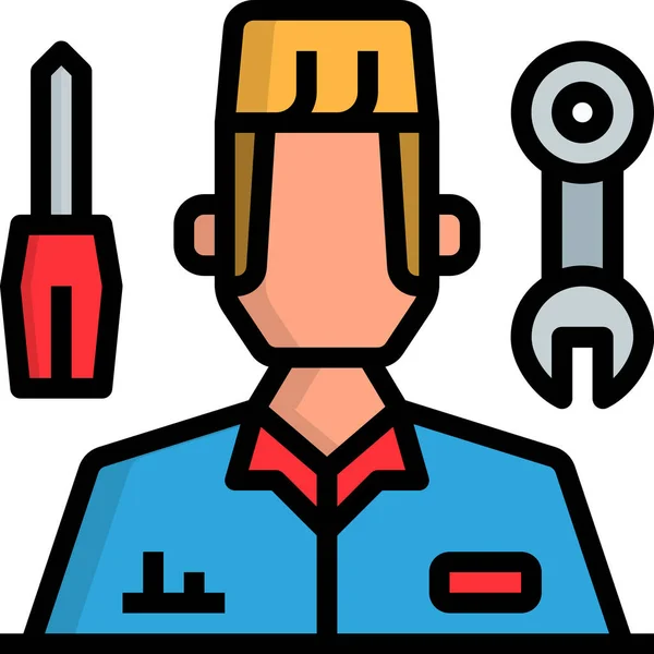 Аватар Man Mechanics Icon Filled Outline Style — стоковый вектор