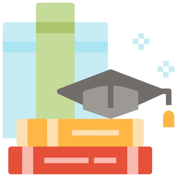 Libro Educación Graduación Icono Estilo Plano — Vector de stock