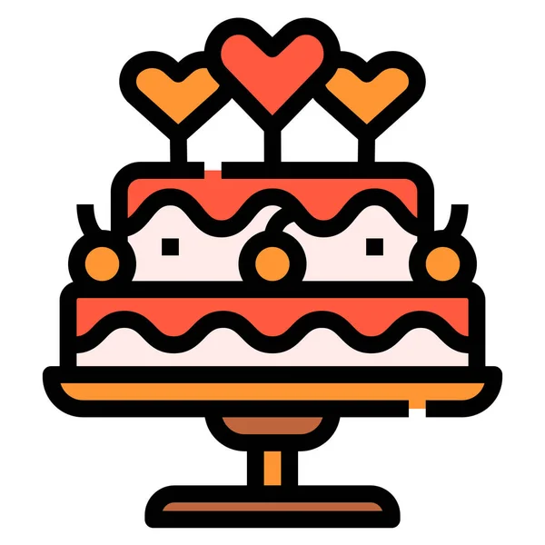 Pastel Panadería Icono Postre Estilo Contorno Lleno — Vector de stock