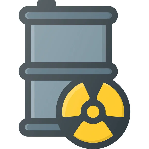 Icona Radioattiva Nucleare Barile Stile Contorno Riempito — Vettoriale Stock