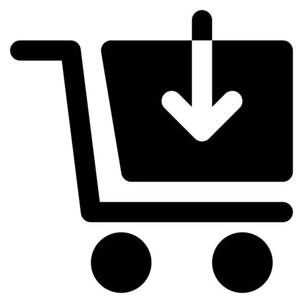 Añadir Icono Carrito Compra Estilo Sólido — Archivo Imágenes Vectoriales