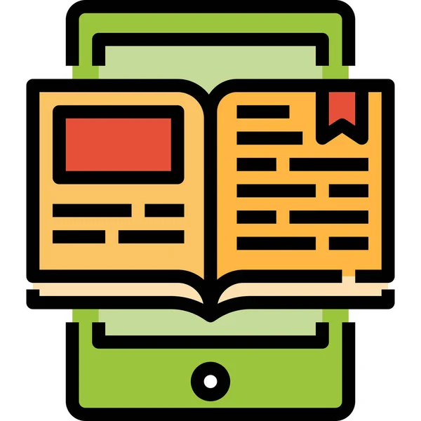 Βιβλίο Εκπαίδευση Ηλεκτρονικό Εικονίδιο Γεμάτο Στυλ Περίγραμμα — Διανυσματικό Αρχείο