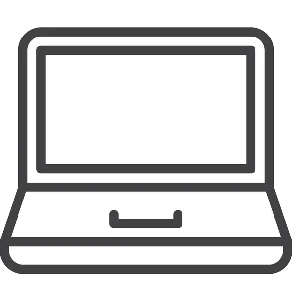 Icona Del Computer Portatile Elettronico Stile Contorno — Vettoriale Stock