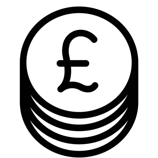 Libra Dinero Británico Icono Estilo Esquema — Vector de stock