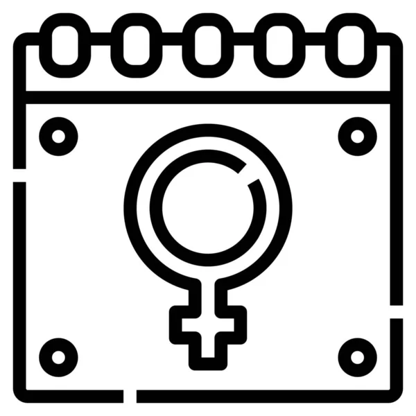 Calendario Mujeres Feminismo Icono — Vector de stock
