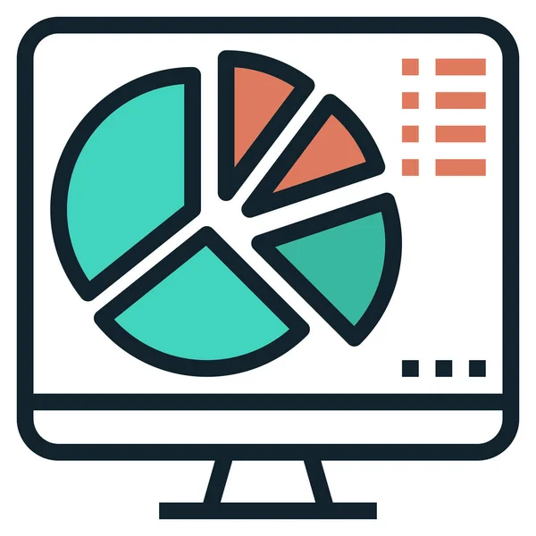 Gráfico Datos Pie Icono Estilo Contorno Lleno — Vector de stock