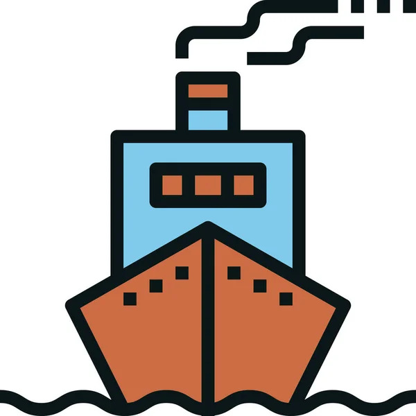 Cruise Logistic Ship Icon Filled Outline Style — Stock Vector