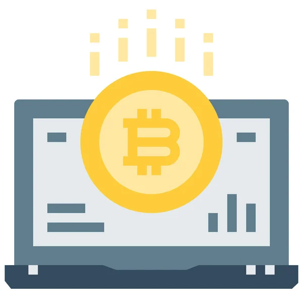 Icono Del Ordenador Bitcoin Estilo Plano — Vector de stock